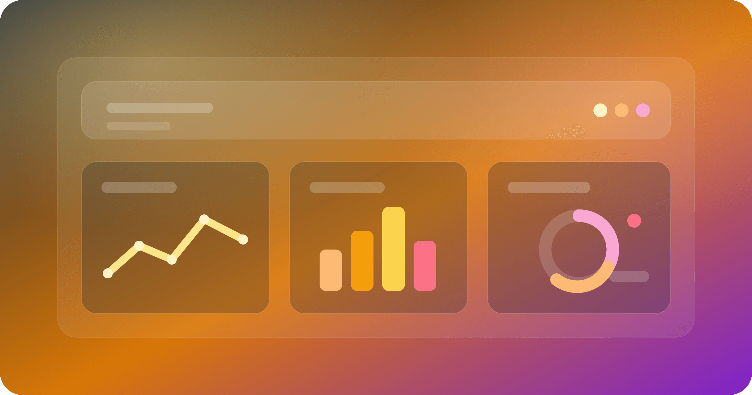 Glossy observability dashboard with chart panels, signal traces, and alert markers