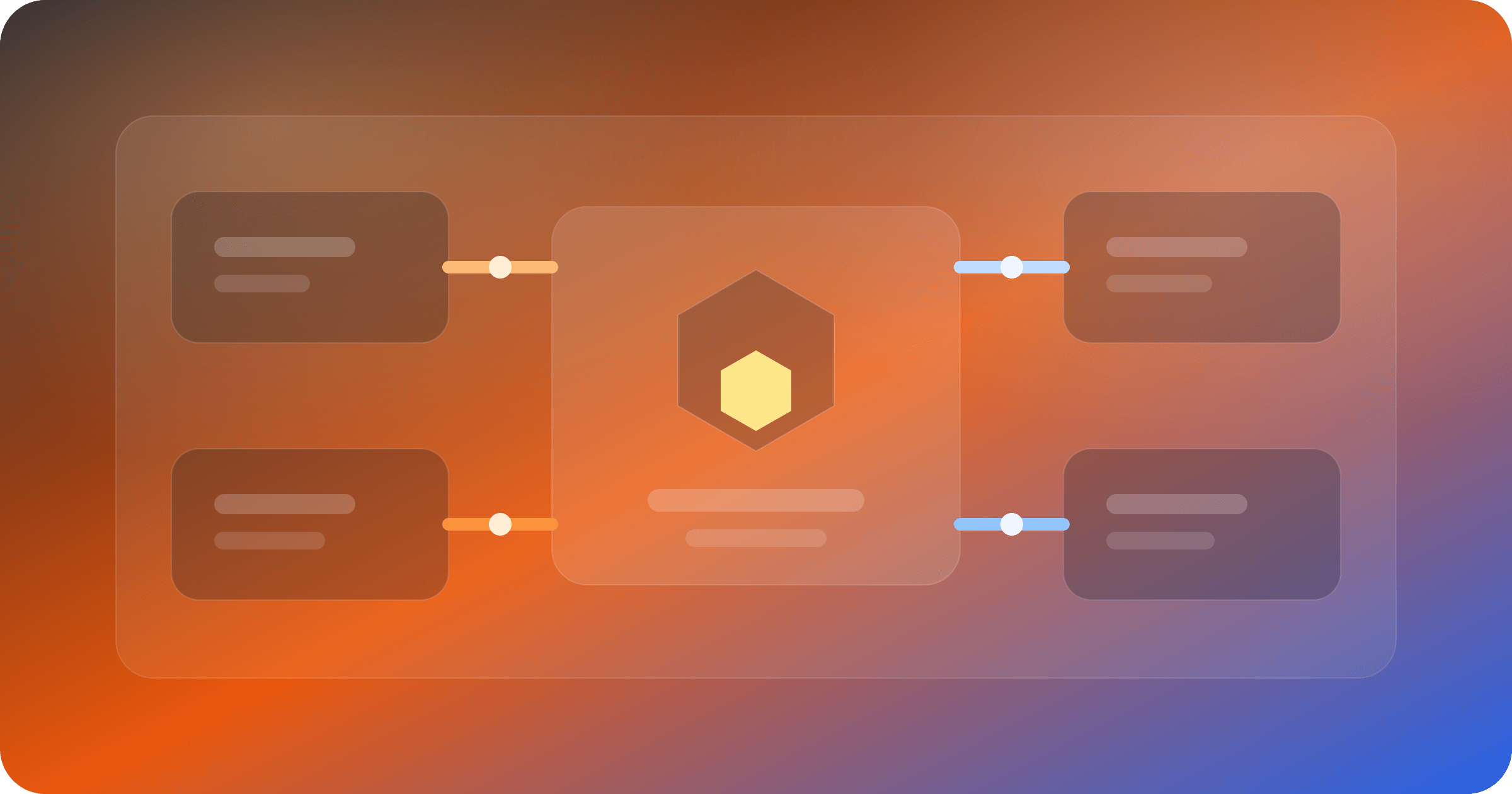 Abstract cloud foundations cover showing multiple account frames connected through a central infrastructure state core